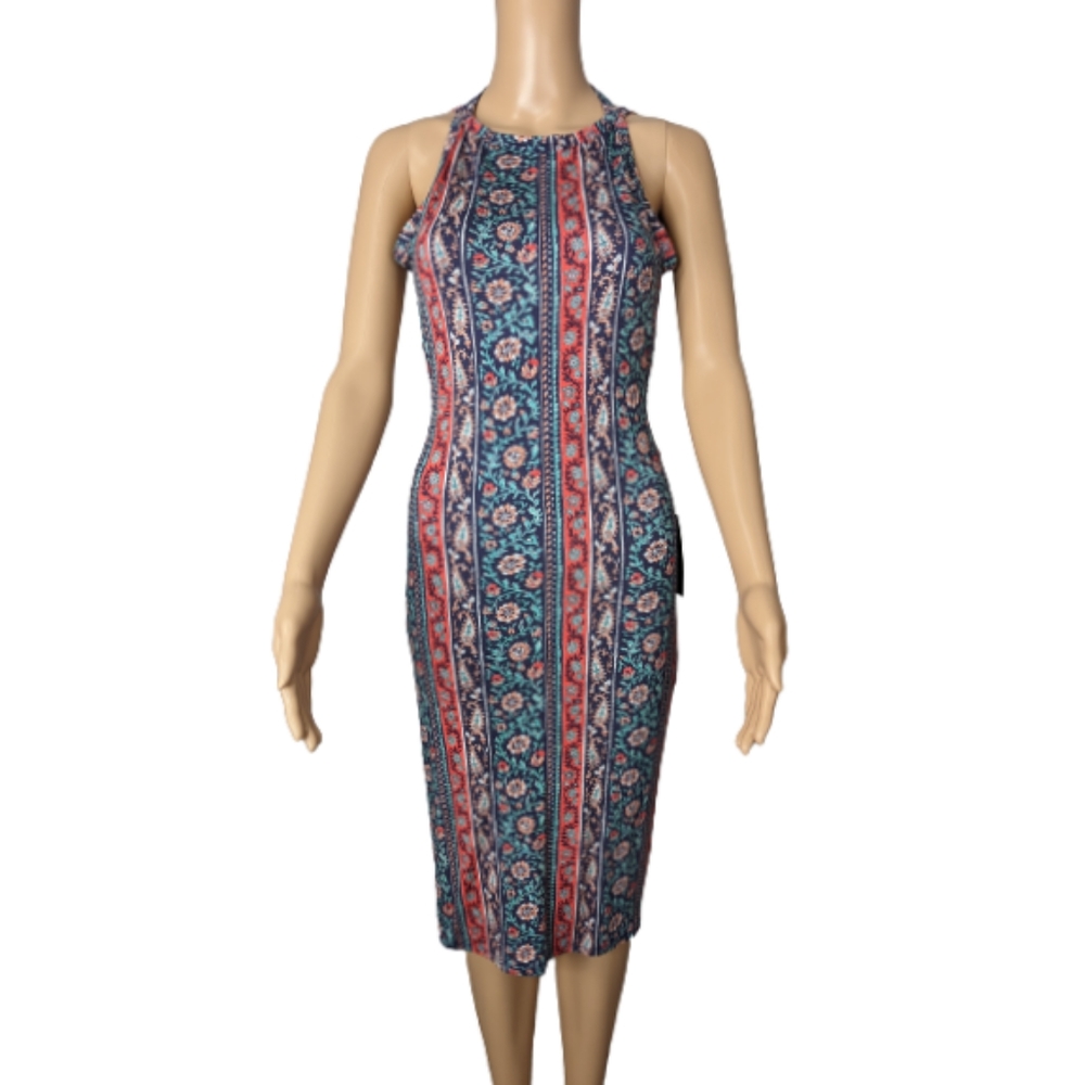 Lulus Kiss the Sky Blue Print Midi Dress S